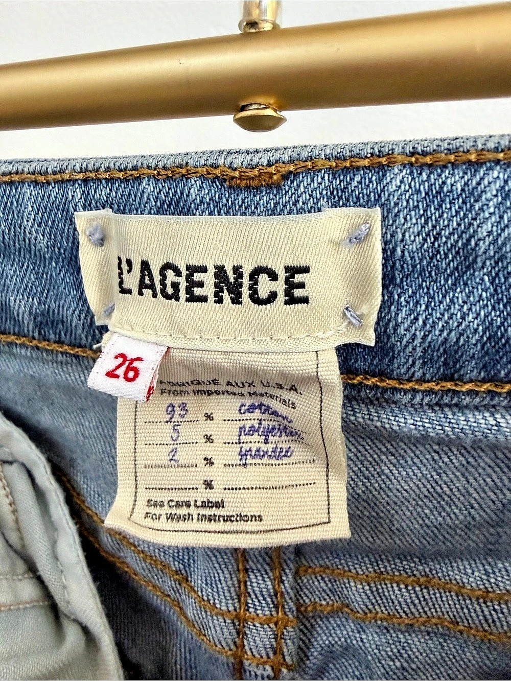 L'AGENCE High Line Skinny Jeans Distressed Skinny Jeans Blue Waist 26